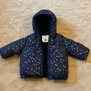 Blue and Gold Polka Dot Baby Gap Coat